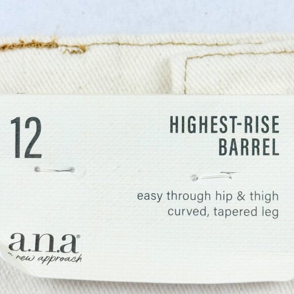 A.n.a Women's High-Rise Stretch Cream Curve Tapered Barrel Denim Jeans Sz 12 NWT - Picture 11 of 11
